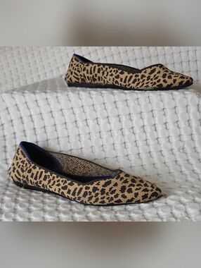Rothy's Leopard-Print Pointed Toe Flats - Tan & Black
